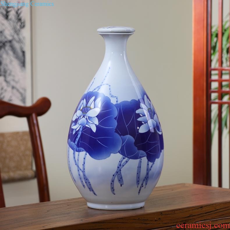 Jingdezhen ceramics hand-painted blue and white porcelain vase general storage jar jar of furnishing articles of new Chinese style household ornaments