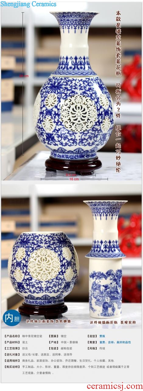 Blue and white porcelain vases, flower arrangement sitting room 477 jingdezhen ceramics Chinese hand-painted antique porcelain home decoration