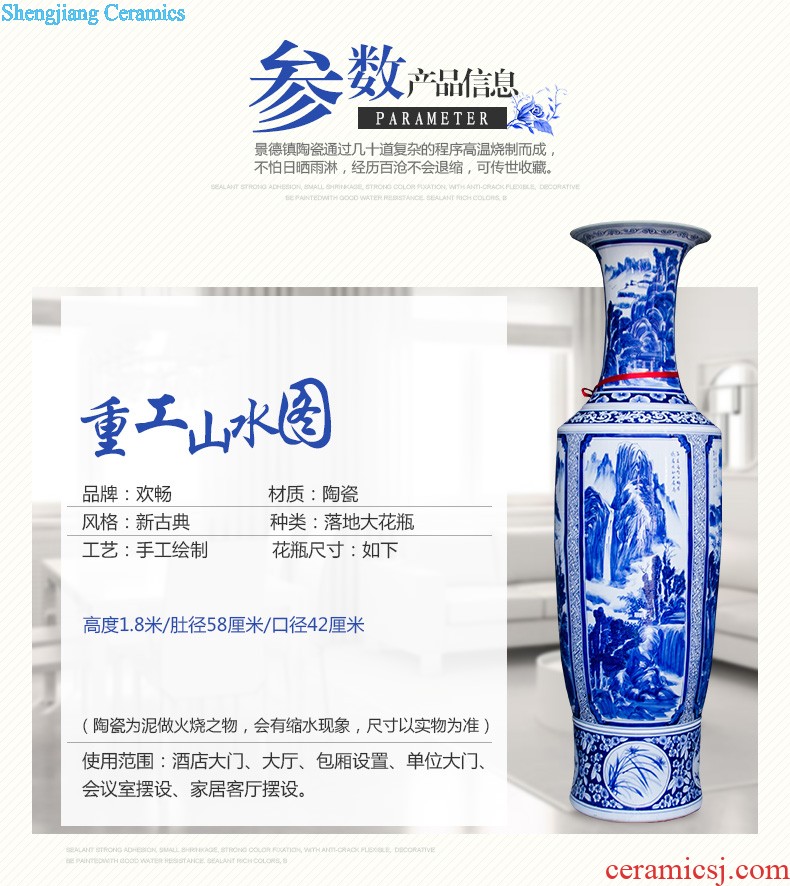 Sf62 jingdezhen ceramics of large blue and white porcelain vase carved dragon hand-painted quiver sitting room adornment is placed