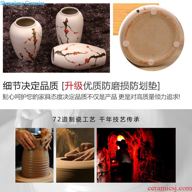 Jingdezhen ceramics Contemporary and contracted pottery three-piece vases, flower receptacle Chinese style living room decoration crafts