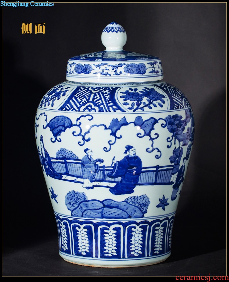 Jingdezhen ceramics hand large blue and white porcelain vase splendid furnishing articles was Chinese style living room hotel decoration