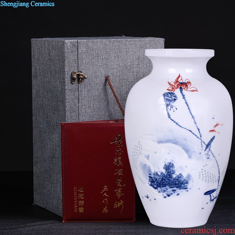 Jingdezhen ceramics vase antique blue and white landscape flower arranging, rich ancient frame sitting room adornment of Chinese style household furnishing articles