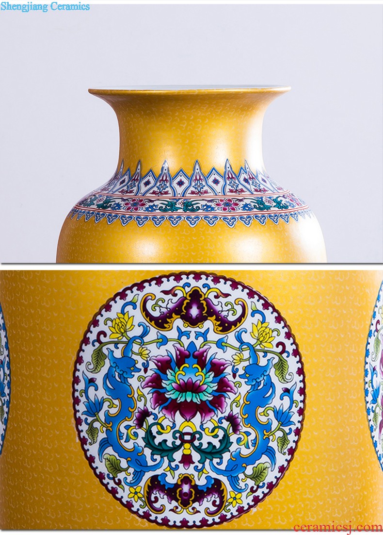 Jingdezhen ceramics of large vases, flower arranging yellow peony home sitting room adornment is placed large size 8