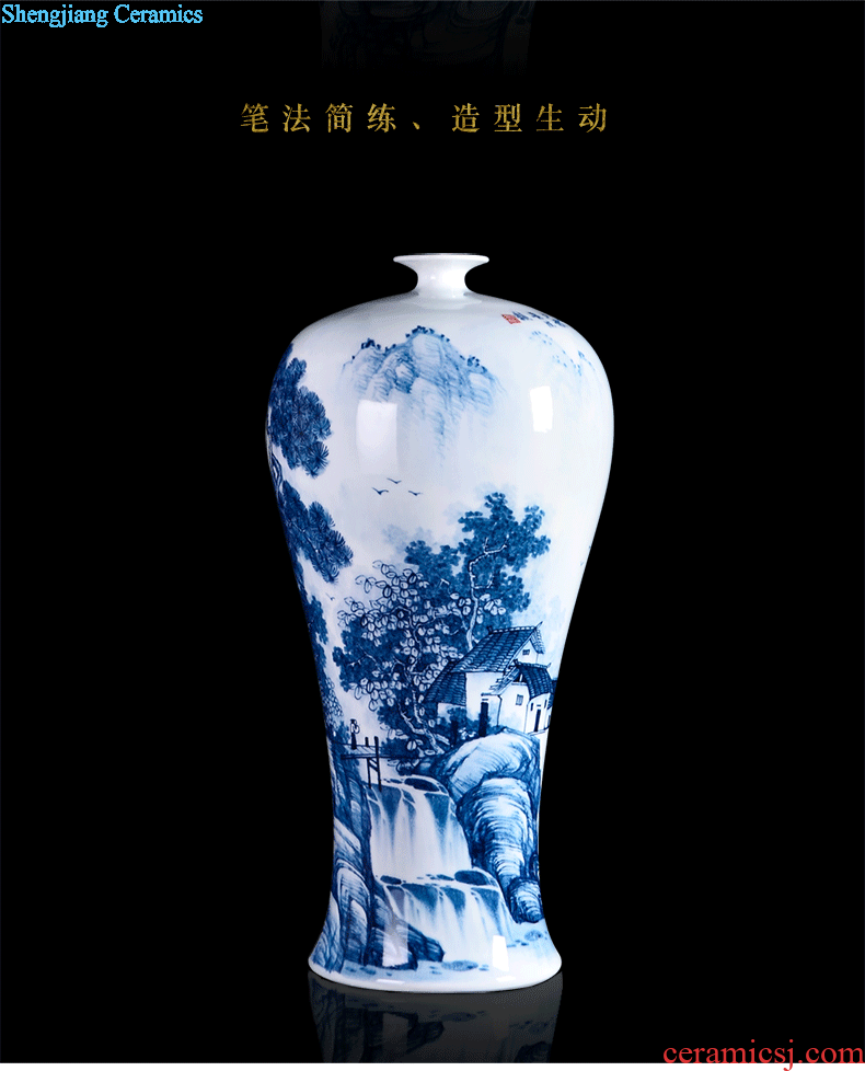 Famous master of jingdezhen ceramics hand-painted pastel landscape of large vases, Chinese style sitting room adornment is placed