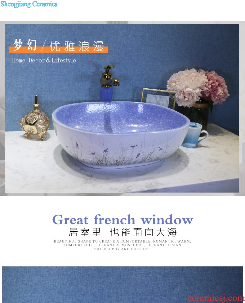 On the ceramic bowl wash gargle lavabo household elliptic green art basin bathroom sinks basin