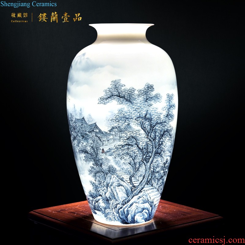 Jingdezhen ceramics Imitation qing qianlong powder green high cylinder vases, collection of Chinese style household decorations furnishing articles