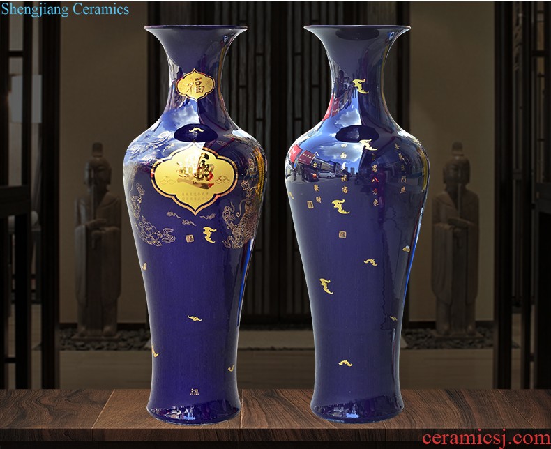 Jingdezhen ceramics yellow floret bottle of flower arranging furnishing articles of Chinese style living room TV cabinet household decorations arts and crafts