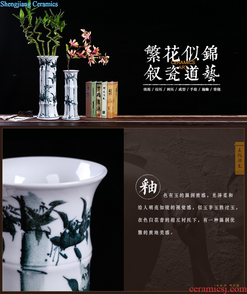 Le optimal jingdezhen hand-painted color ink landscape ceramic vases, flower receptacle modern new Chinese style household crafts are sitting room