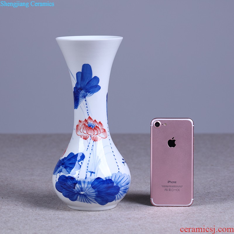 Jingdezhen ceramics Hand-painted scenery mei bottles of blue and white porcelain vase New Chinese flower arranging furnishing articles sitting room adornment