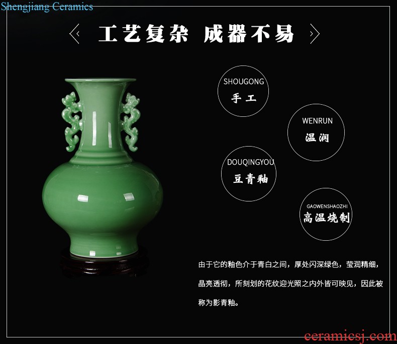 Jingdezhen ceramics three-piece vase furnishing articles flower arrangement of Chinese style porch decoration home decoration large living room