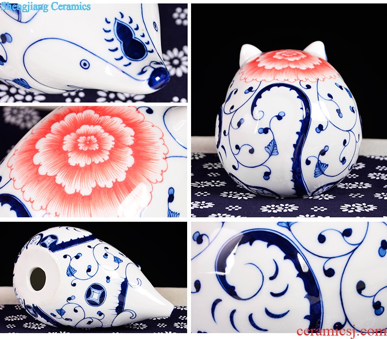 Jingdezhen ceramics of large vase antique blue-and-white youligong Chinese style porch decorate furnishing articles large living room