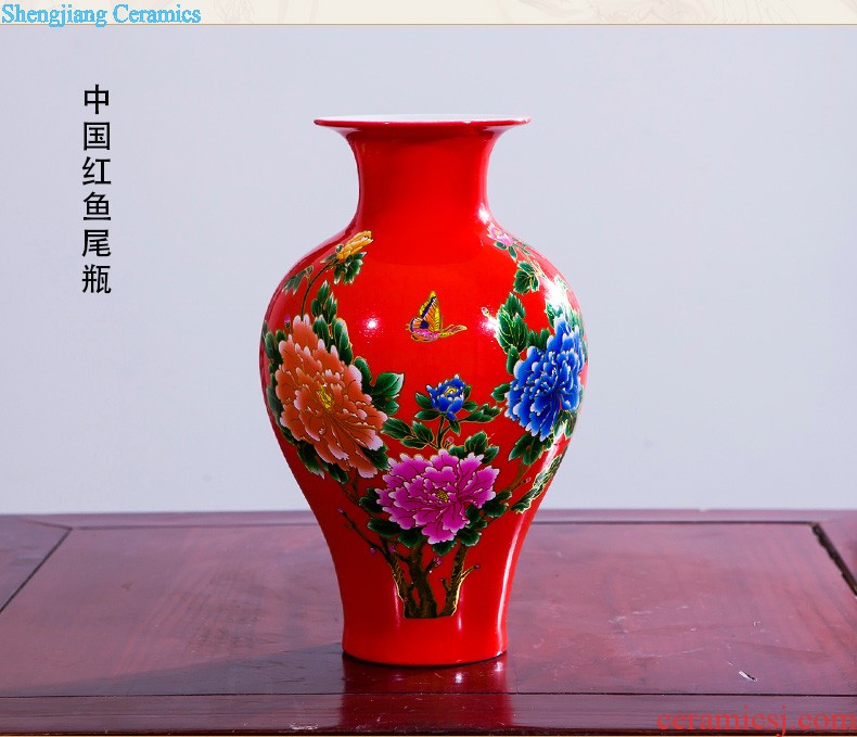 Jingdezhen ceramics vase furnishing articles hand-painted flower is blue and white porcelain bottle of flower arranging Chinese style living room decoration