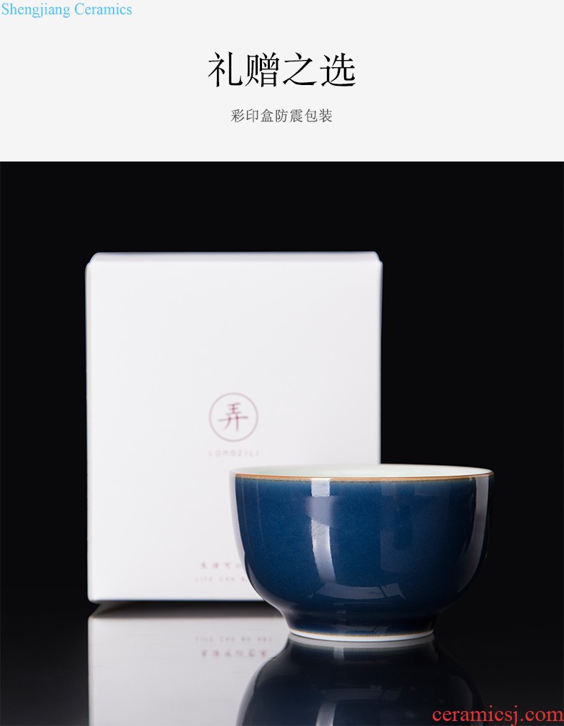 Jingdezhen kung fu tea cups kiln hand-painted teacup sample tea cup single glass ceramic tea set firewood building masters cup