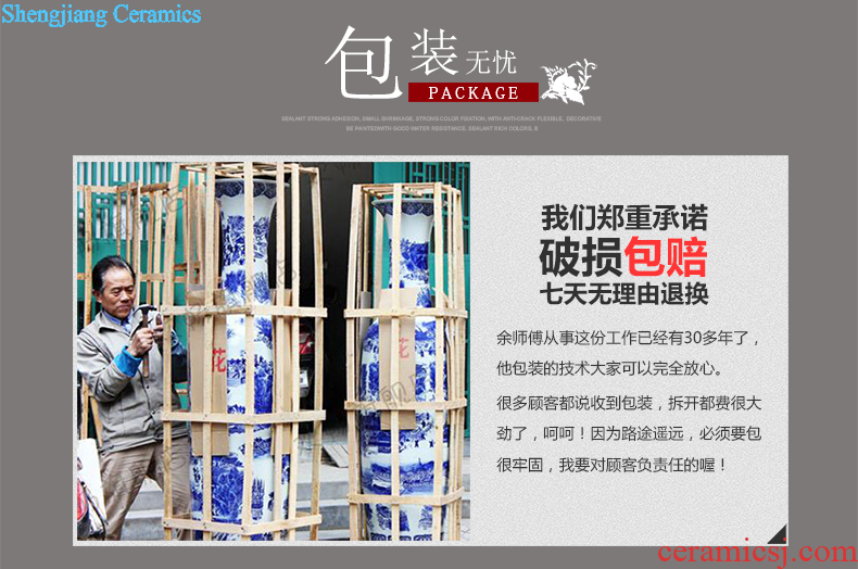 Jingdezhen ceramics ears vases, flower arranging archaize sitting room porch decoration of Chinese style household furnishing articles of blue and white porcelain