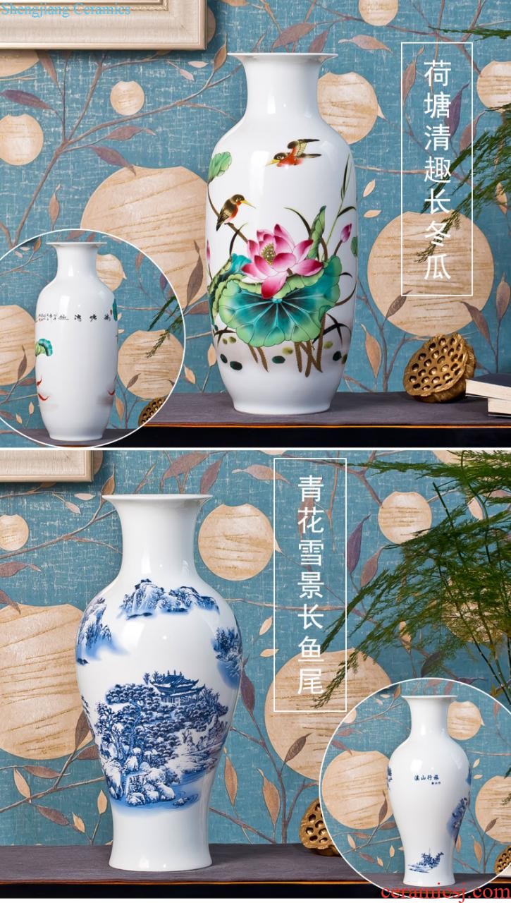 Jingdezhen ceramics glaze knife clay color hand-painted vases, flower arrangement sitting room place under contemporary and contracted household adornment