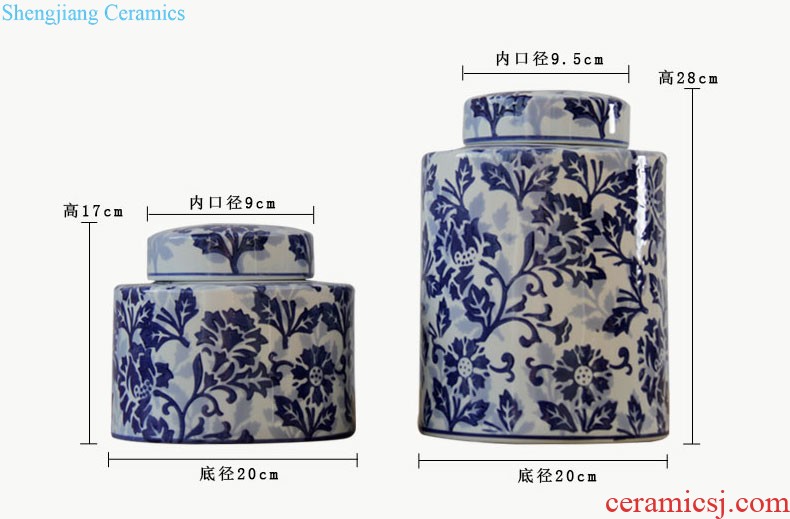 Jingdezhen ceramics by hand lotus fish fun caddy ceramic pot with cover pu-erh tea cake box of restoring ancient ways furnishing articles