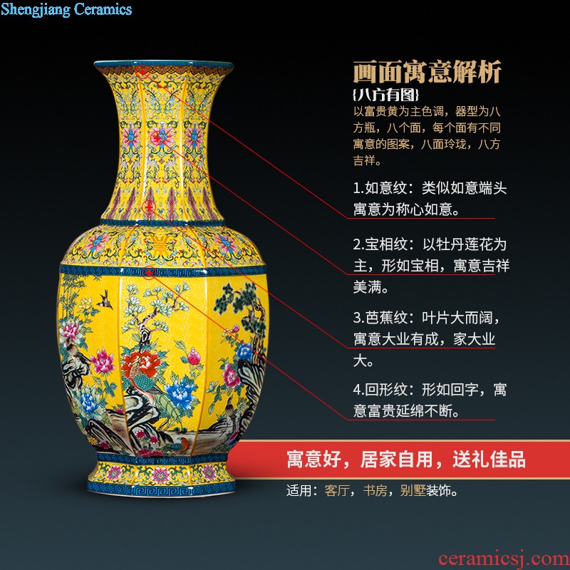 Jingdezhen ceramic hand-painted vases, flower arranging beaming new living room TV cabinet decoration of Chinese style household furnishing articles