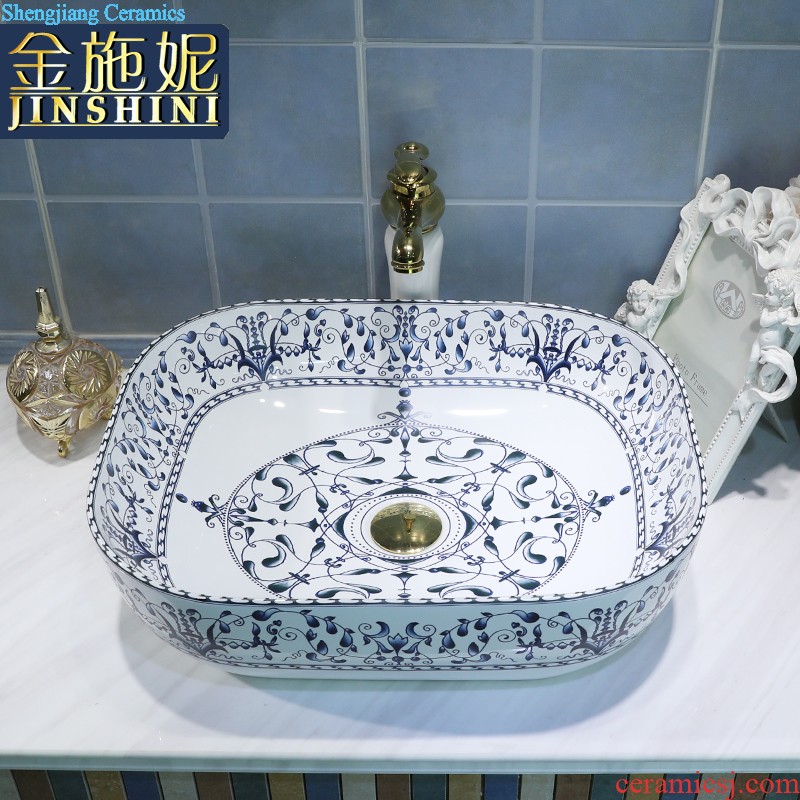 Basin of Chinese style on the sink on the ceramic lavatory square personality and artistic basin waist drum basin restoring ancient ways