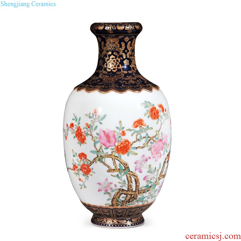 Imperial kiln jingdezhen ceramic imitation qing qianlong pastel hollow-out yunlong ears garlic bottles of sitting room adornment collection furnishing articles