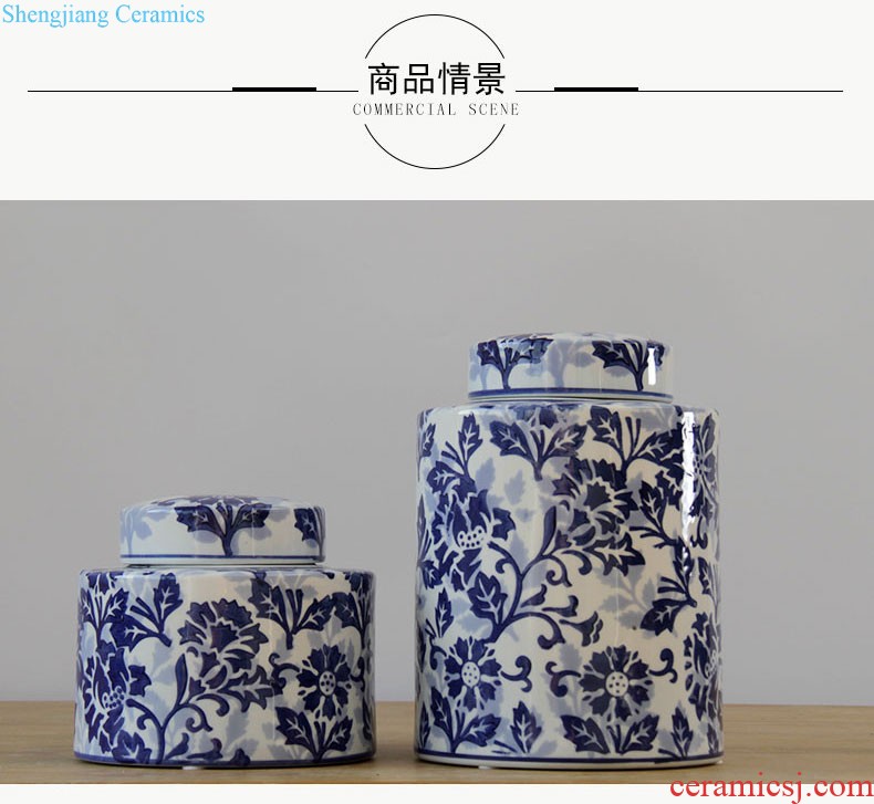 Jingdezhen ceramics by hand lotus fish fun caddy ceramic pot with cover pu-erh tea cake box of restoring ancient ways furnishing articles