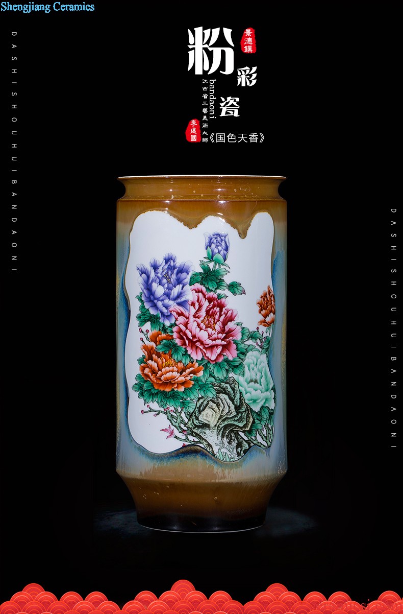 Jingdezhen ceramics famous hand-painted flower arranging device of blue and white porcelain vase furnishing articles rich ancient frame sitting room decoration