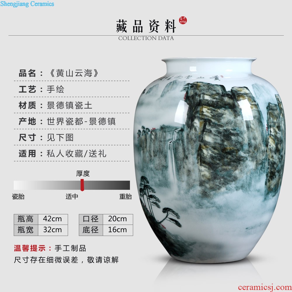 Jingdezhen ceramics vase hand-painted pastel landscape big wax gourd bottle New Chinese style living room porch crafts