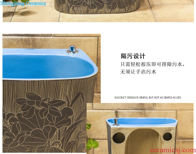 Koh larn, neat hand-drawn square stage basin ceramic lavabo art of the basin that wash a face basin sinks green lotus