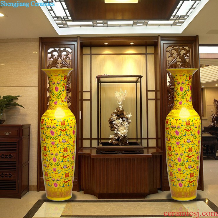 Hand-painted landing pot-bellied pot vase of blue and white porcelain of jingdezhen ceramics sitting room adornment is placed the calligraphy and painting scroll cylinder