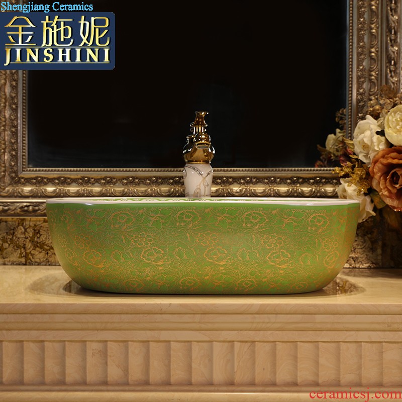 European square stage basin to a square ceramic household sink art lavatory basin sink