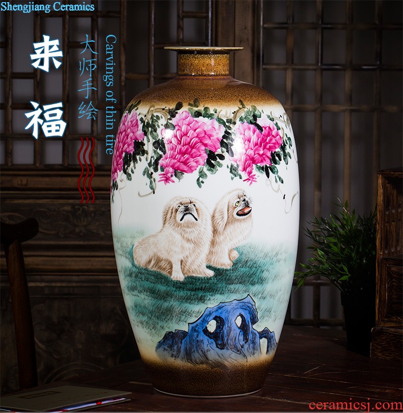 Jingdezhen ceramic floor big vase archaize hand-carved yueyang sitting room adornment is placed opening gifts