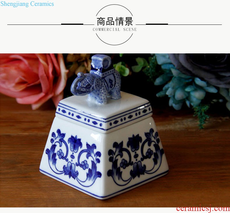 | jingdezhen blue and white ceramics/rain tong household contracted round ceramic pot furnishing articles Household adornment ornament