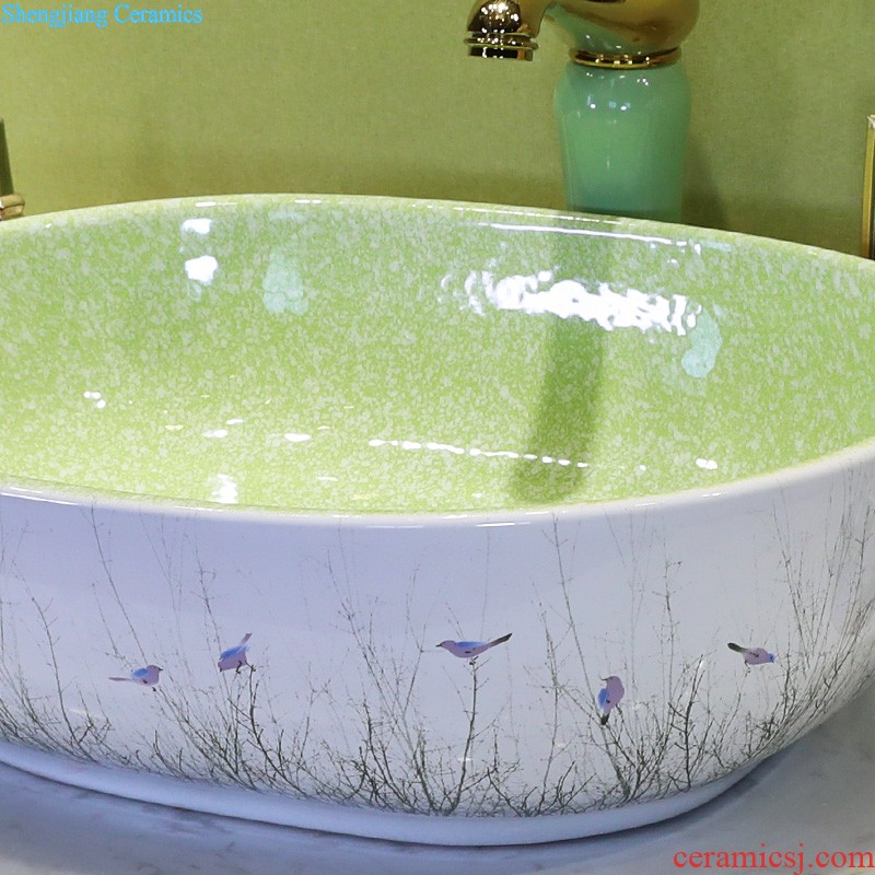 On the ceramic bowl wash gargle lavabo household elliptic green art basin bathroom sinks basin