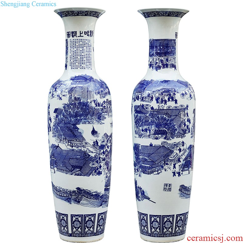 Master of jingdezhen ceramics vase hand-painted shadow blue paint pomegranate bottles of Chinese style living room decoration office furnishing articles