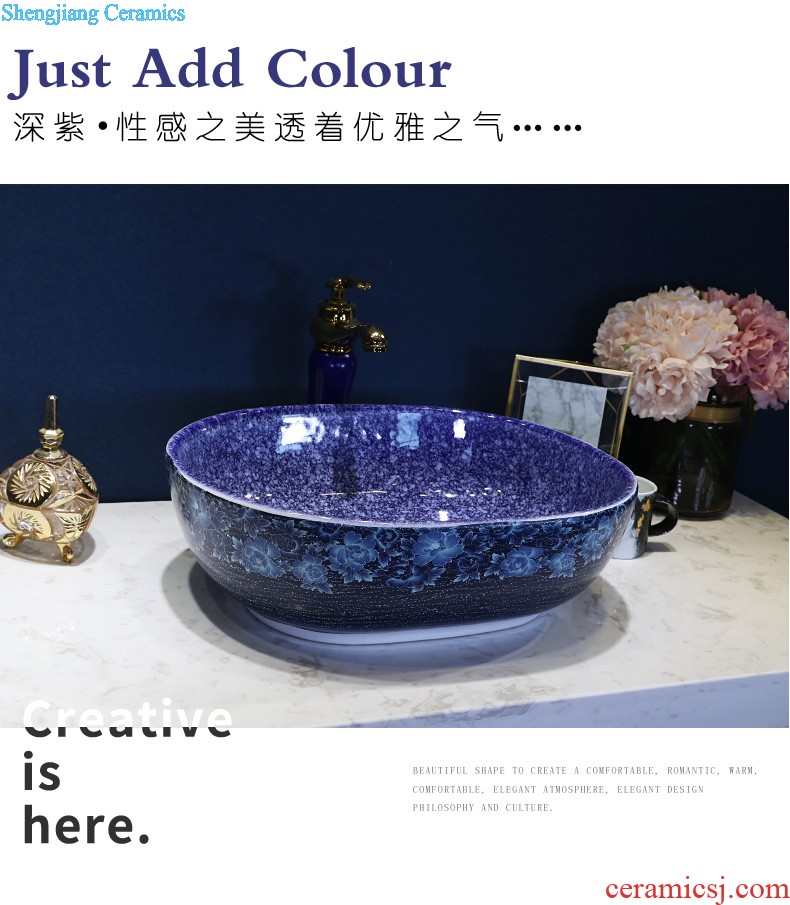 On the ceramic bowl wash gargle lavabo household elliptic art basin bathroom wash a face to face basin sink