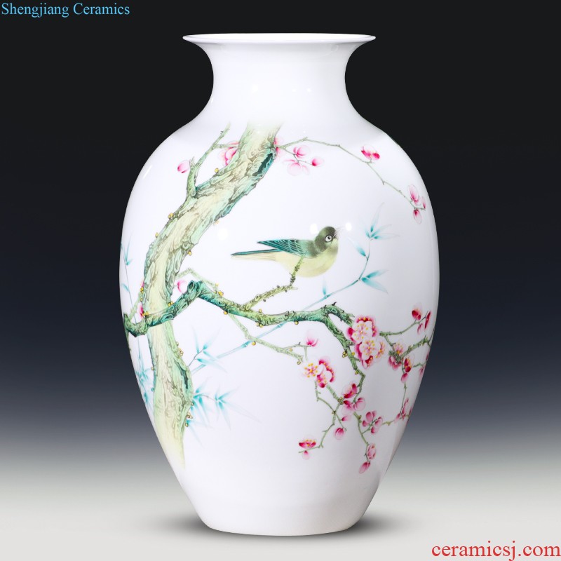 Jingdezhen ceramic vase landed large plum bottle hand-painted scenery surd sitting room place hotel decoration