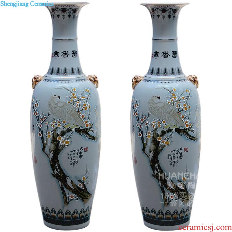 Sf80 jingdezhen ceramic floor painting and calligraphy quiver to big vase Chinese decorative furnishing articles large living room