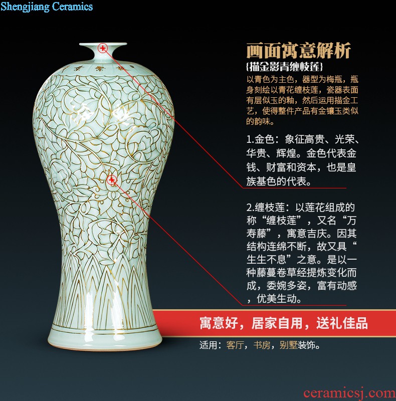 Jingdezhen ceramics hand-painted painting and calligraphy scrolls cylinder barrel large sitting room ground of blue and white porcelain vase calligraphy and painting to receive barrels