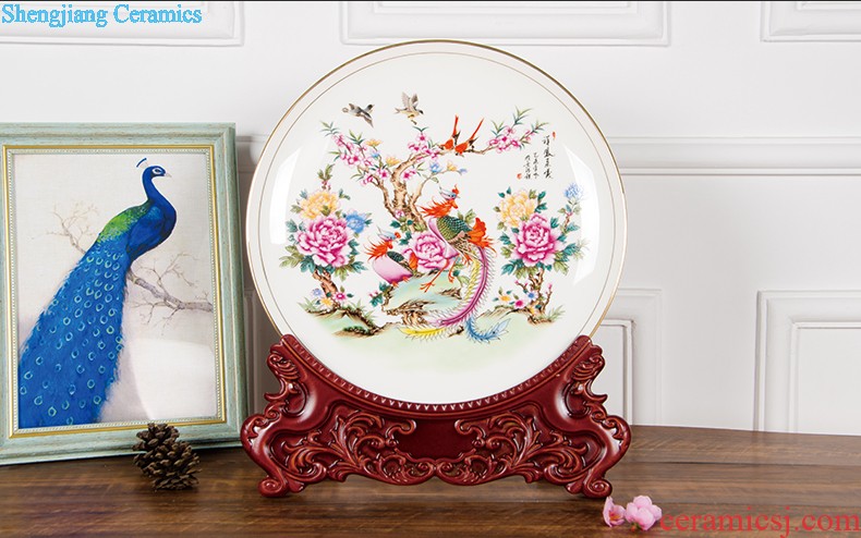 Z032 jingdezhen chinaware paint edge bone China hang dish decorative plate of the sitting room decorates place large parrot