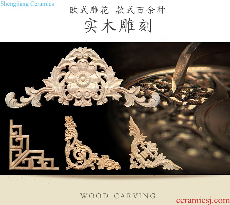 Dongyang woodcarving of european-style solid wood small Angle flower furniture accessory small flower wafer decals Chinese cupboard door decoration