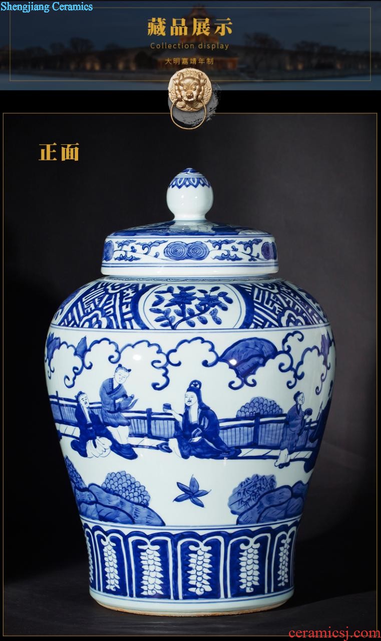 Jingdezhen ceramics hand large blue and white porcelain vase splendid furnishing articles was Chinese style living room hotel decoration