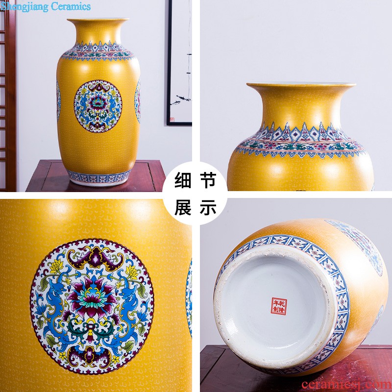 Jingdezhen ceramics of large vases, flower arranging yellow peony home sitting room adornment is placed large size 8