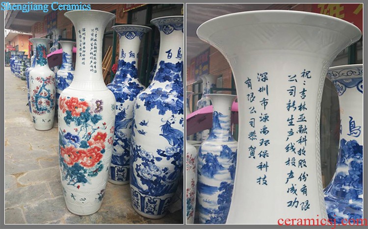 Jingdezhen ceramics hand-painted magnolia anaglyph floor big vase sitting room background wall furnishing articles e165 ornament