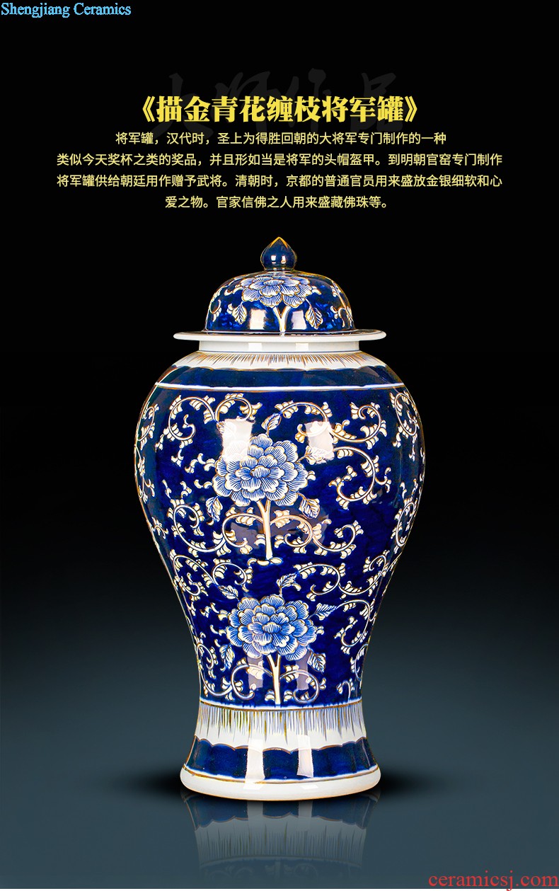 Jingdezhen ceramics vase the colour blue glaze decorations rich ancient frame place large new Chinese style living room office