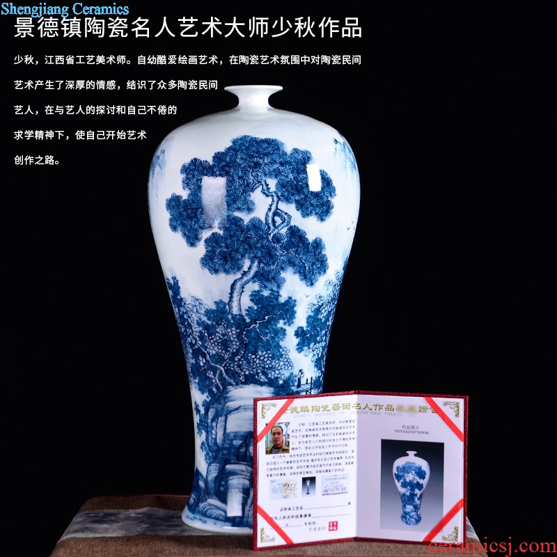 Famous master of jingdezhen ceramics hand-painted pastel landscape of large vases, Chinese style sitting room adornment is placed