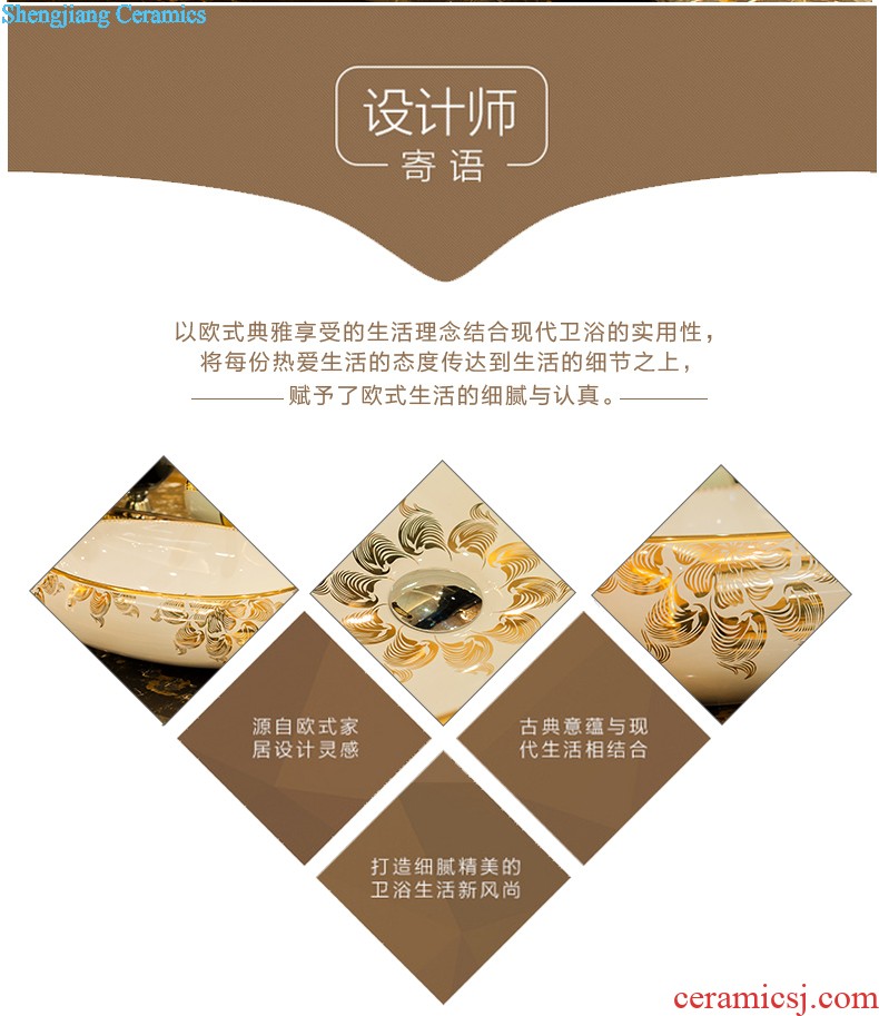 Koh larn, qi stage basin to jingdezhen ceramic lavabo that defend bath lavatory basin art boat form gold peony