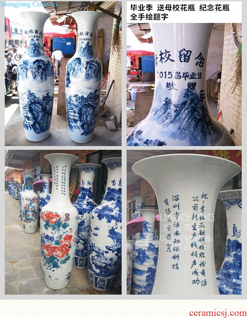 Master of jingdezhen ceramics vase hand-painted shadow blue paint pomegranate bottles of Chinese style living room decoration office furnishing articles