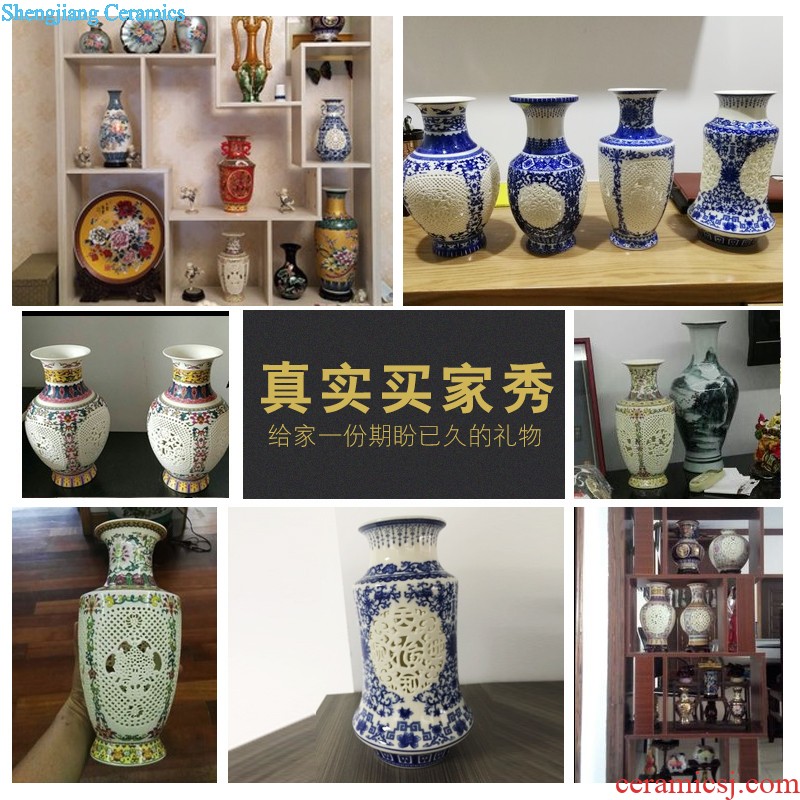 Jingdezhen blue and white landscape ceramic hand-painted goddess of mercy bottle 1 115 meters 1.2 meters 1.2 meters of large vase celebration