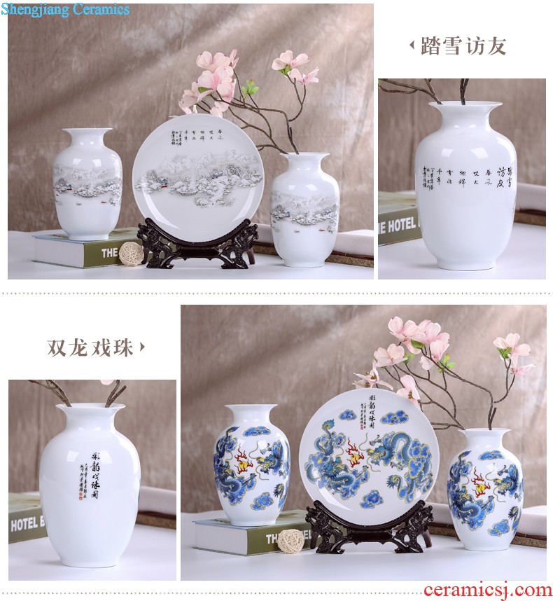 Jingdezhen ceramics modern three-piece floret bottle of flower arrangement, sitting room of Chinese style household decorations crafts