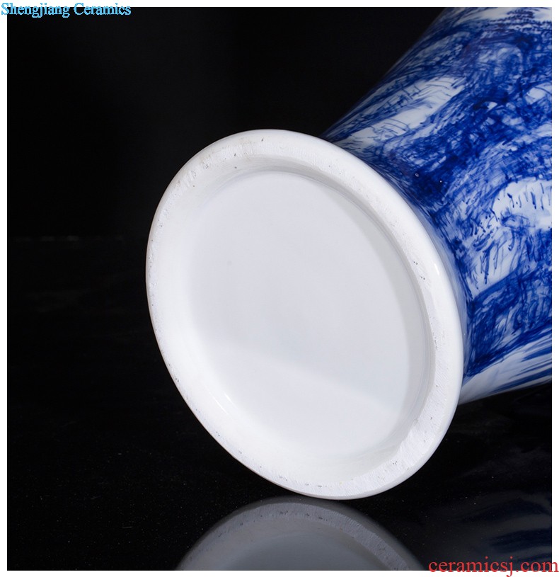 Jingdezhen blue and white porcelain manual hand-painted dried flowers sitting room place vase modern new Chinese style decoration decoration