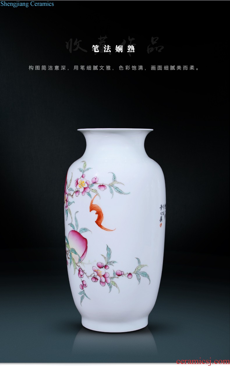 Jingdezhen ceramics Hand-painted vases furnishing articles Charactizing a fine spring New Chinese style rich ancient frame sitting room adornment ornament